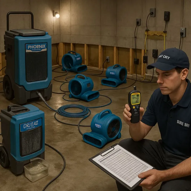 Structural Drying and Dehumidification process in Santa Margarita, CA